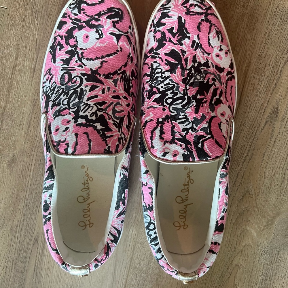 Lilly Pulitzer Pink and Black Sneakers Vibrant Casual Style